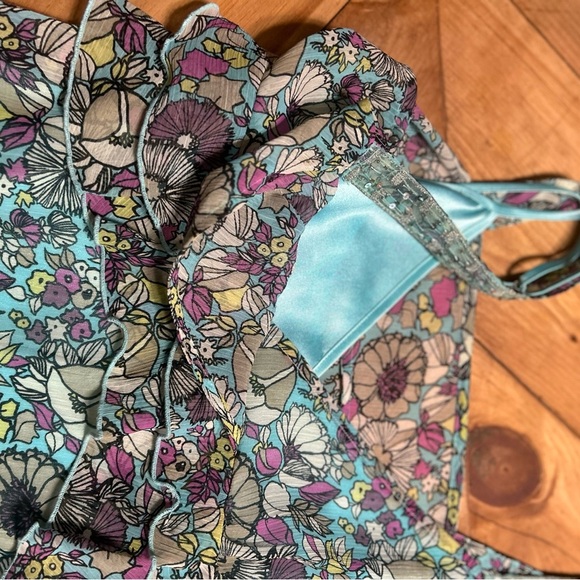 Nicole by Nicole Miller Floral Ruffle V-Neck Camisole - Multicolor - Picture 14 of 16